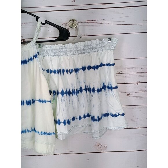 Tie-Dye White‎ & Blue Sleeveless Top And Elastic Waist Shorts Set Girls  Size 8 - Picture 2 of 10